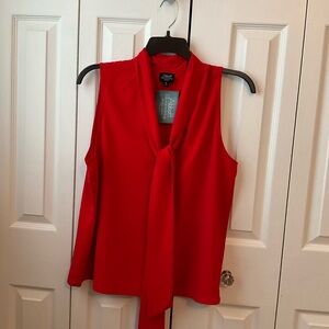 Women’s Tie Front Sleeveless Blouse Red